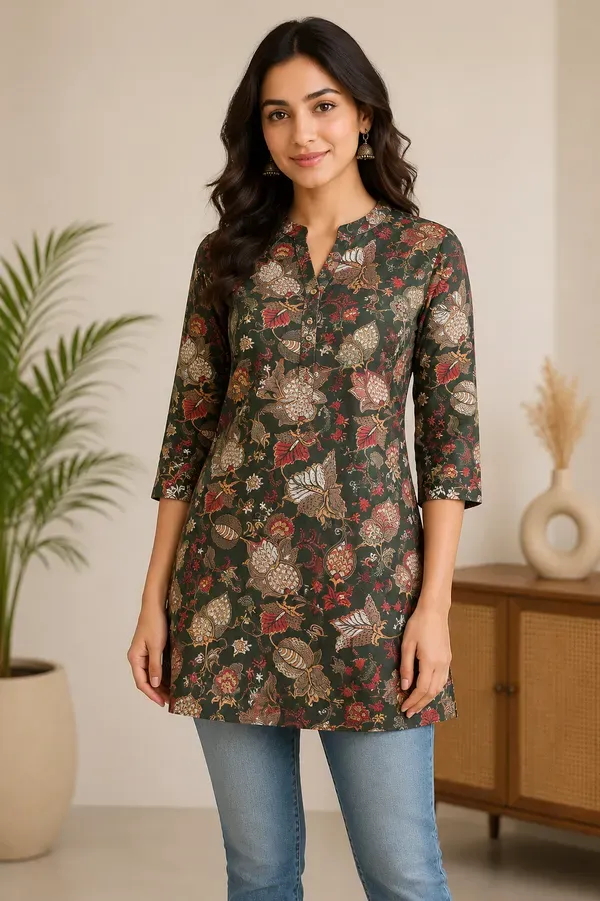 Dark_Green_Soft_Muslin_Short_Kurti_Fabric_For_Women_Unstitched