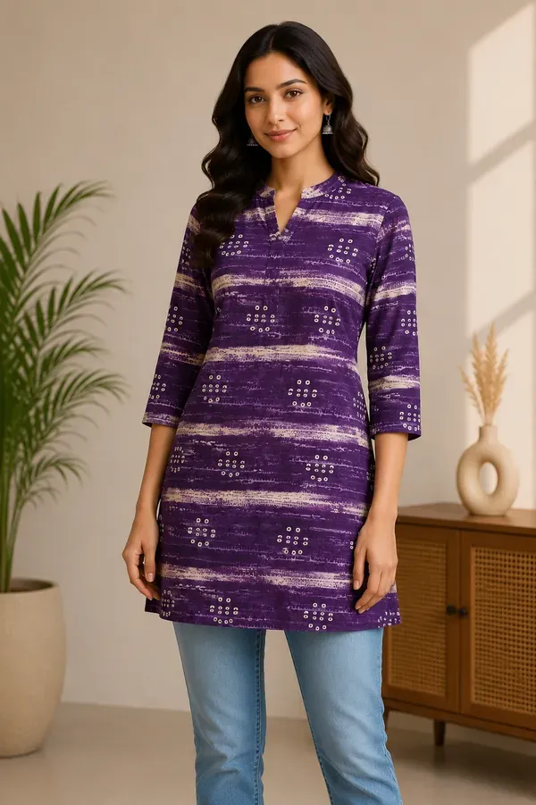 Wine_Glace_Cotton_Short_Kurti_Fabric_For_Women_Unstitched