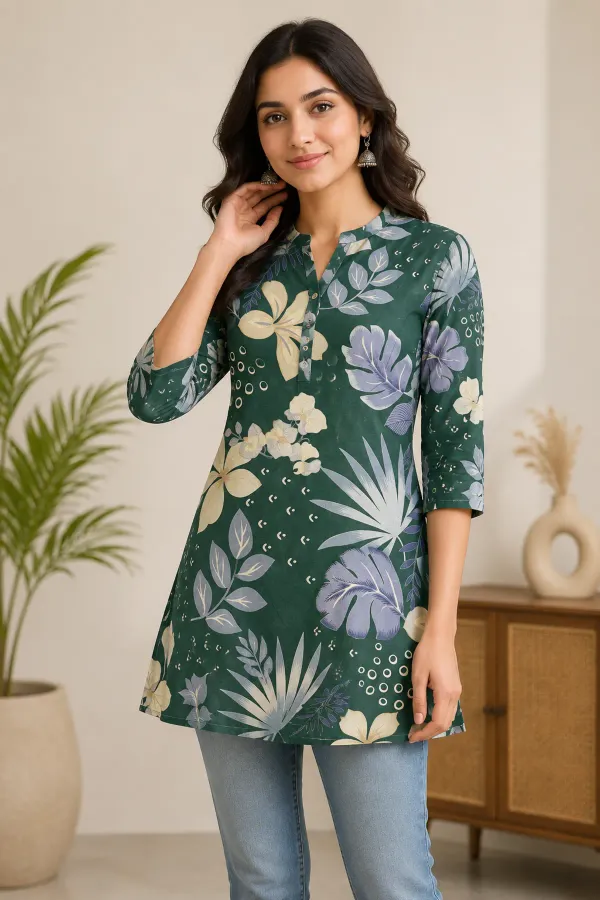 Green_Mull_Cotton_Short_Kurti_Fabric_For_Women_Unstitched