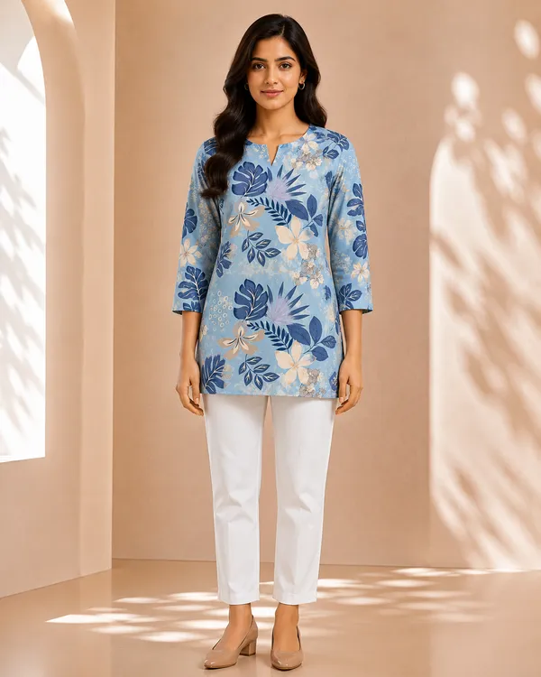 Blue_Mull_Cotton_Short_Kurti_Fabric_For_Women_Unstitched