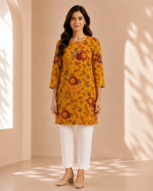 Yellow_Soft_Muslin_Short_Kurti_Fabric_For_Women_Unstitched