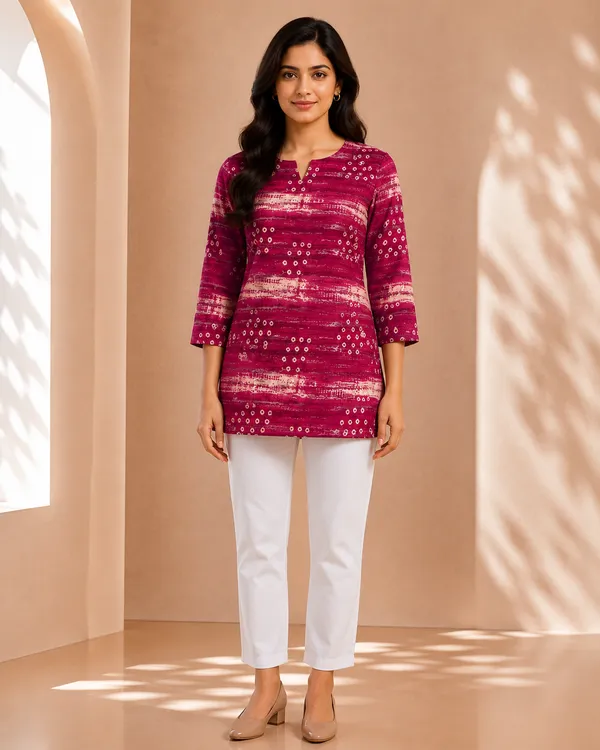Magenta_Glace_Cotton_Short_Kurti_Fabric_For_Women_Unstitched