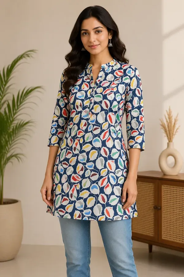 Navy_Blue_Soft_Muslin_Short_Kurtis_Fabric_For_Women_Unstitched