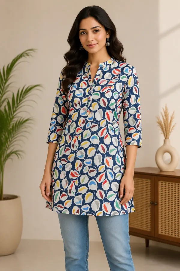 Navy_Blue_Soft_Muslin_Short_Kurtis_Fabric_For_Women_Unstitched