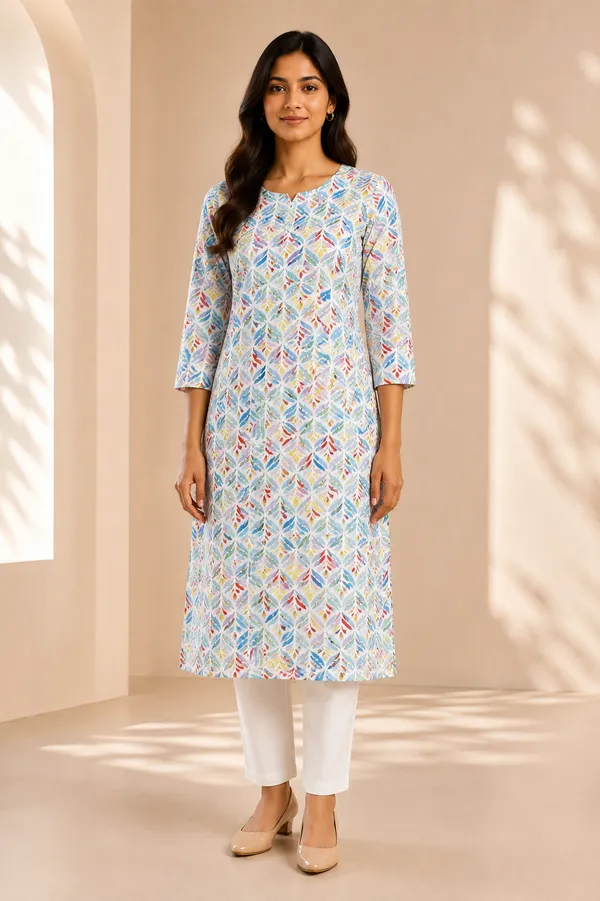 Multicolor_Leaf_Print_Kurta_Pant_Suit_Set_For_Women_Unstitched