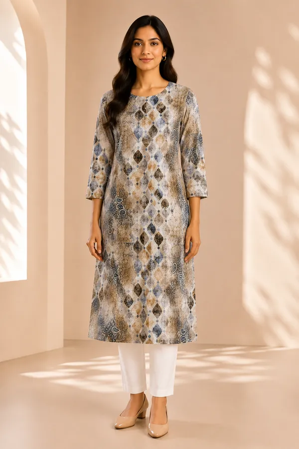 Brown_Soft_Rayon_Short_Kurti_Fabric_For_Women_Unstitched