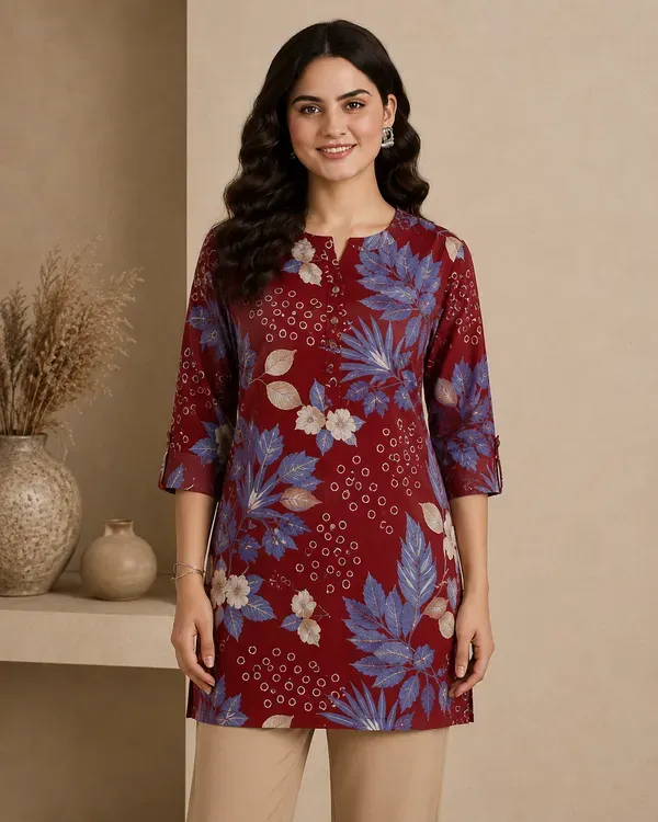 Red_Mull_Cotton_Short_Kurti_Fabric_For_Women_Unstitched