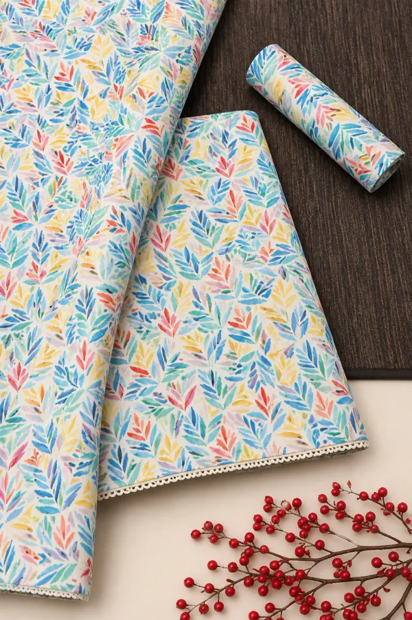 Multicolor_Leaf_Print_Kurta_Pant_Suit_Set_For_Women_Unstitched