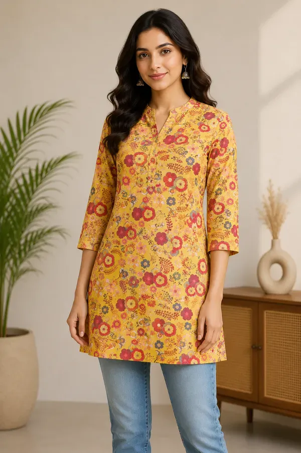 Yellow_Soft_Muslin_Short_Kurti_Fabric_For_Women_Unstitched