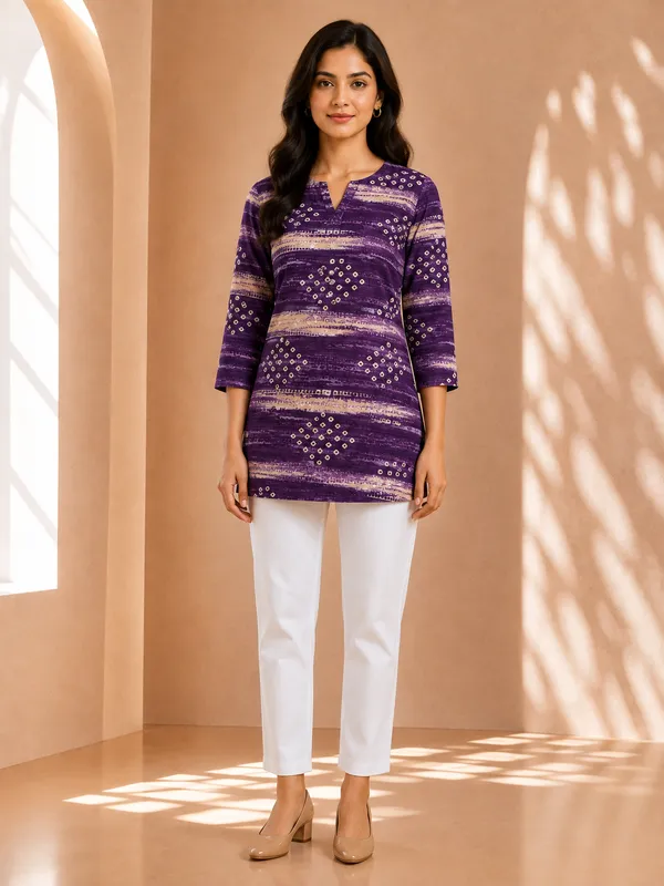 Wine_Glace_Cotton_Short_Kurti_Fabric_For_Women_Unstitched
