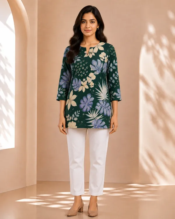 Green_Mull_Cotton_Short_Kurti_Fabric_For_Women_Unstitched