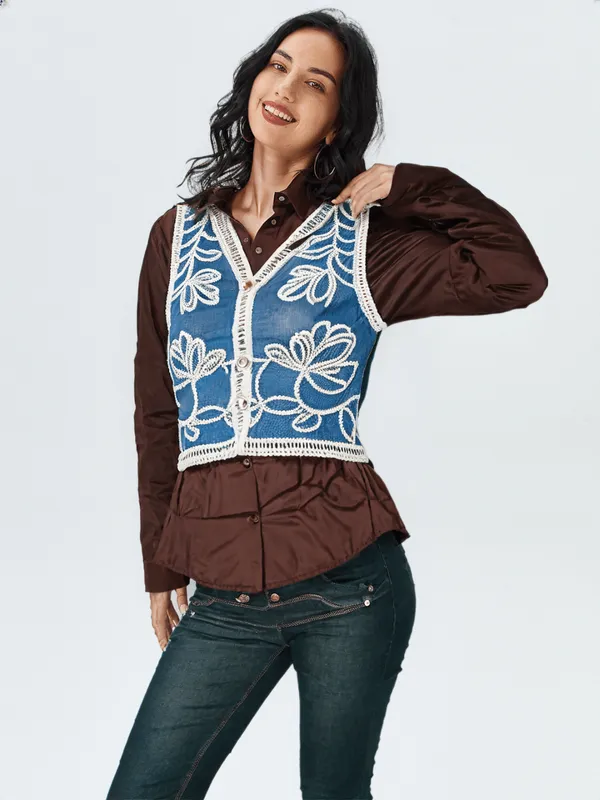 Women_S_Shirt_With_Shrug_Brown