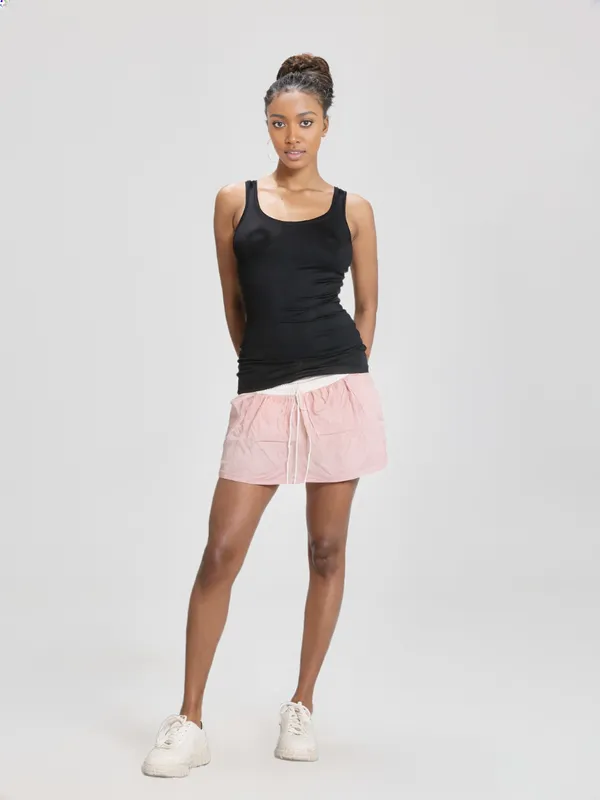 Women_S_Mini_Skirt_With_White_Elastic_Waistband_Pink