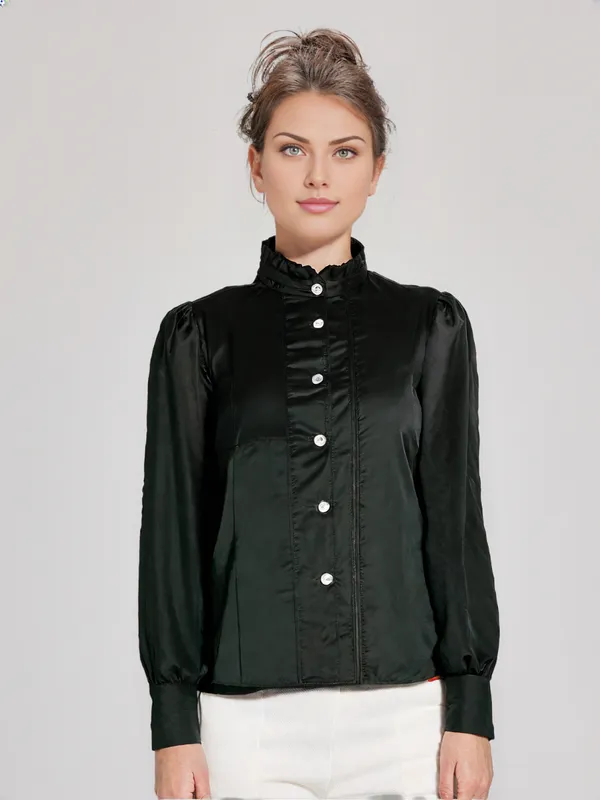 Women_S_Solid_Satin_Shirt_Black