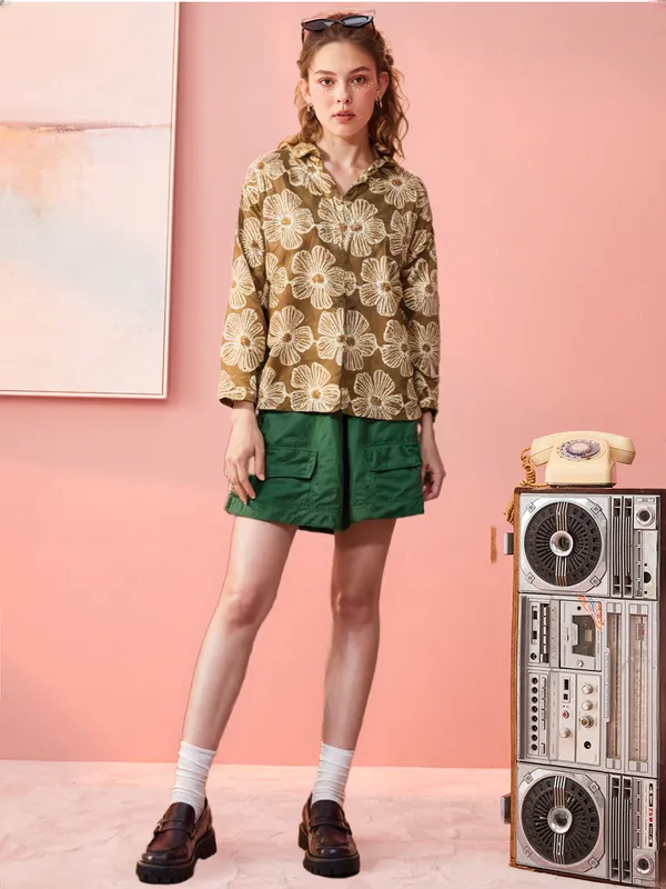 Women_S_Floral_Printed_Shirt_Khaki