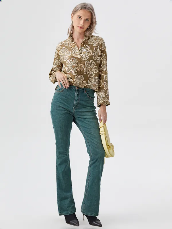 Women_S_Floral_Printed_Shirt_Khaki