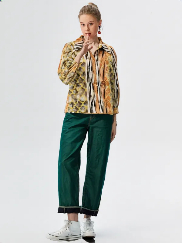 Women_S_Printed_Shirt_Brown
