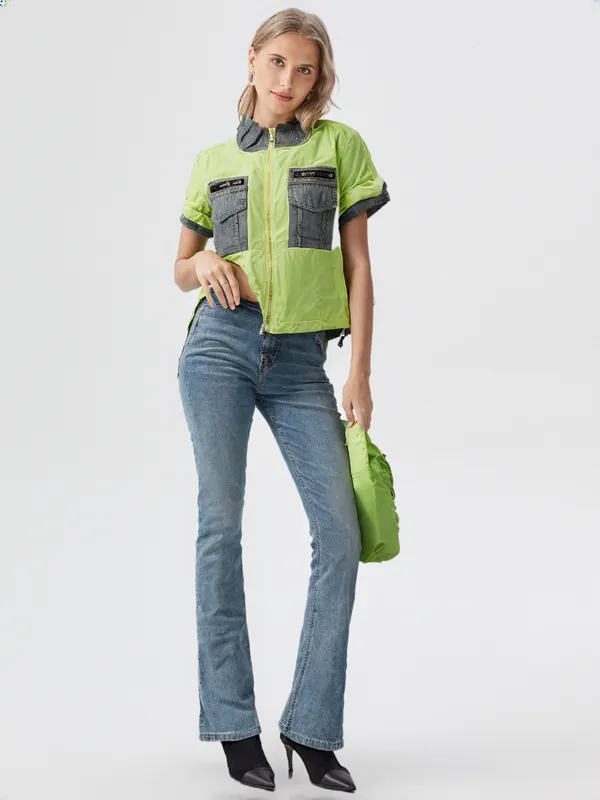 Women_S_Cotton_Shirt_Front_Zip_Closer_Style_Neon_Green