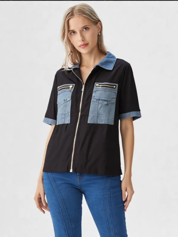Women_S_Cotton_Shirt_Front_Zip_Closer_Style_Black