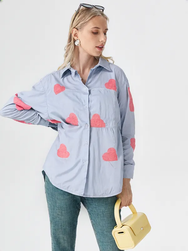 Women_S_Heart_Printed_Cotton_Shirt_Sky