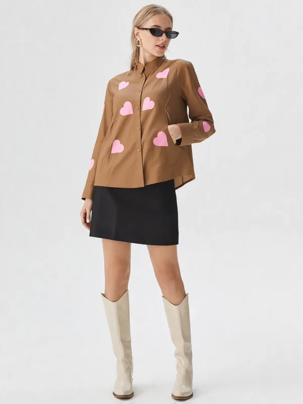 Women_S_Heart_Printed_Cotton_Shirt_Brown