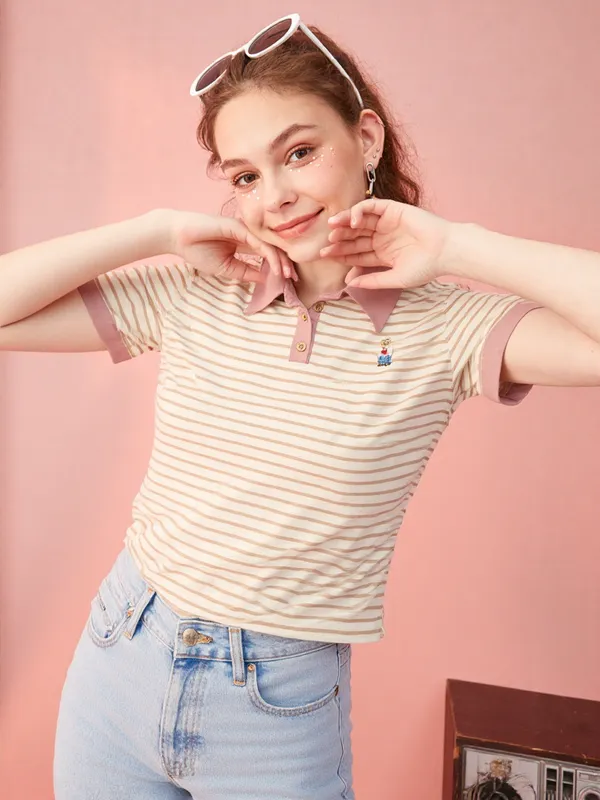 Women_S_Striped_Polo_T_Shirt_With_Bear_Embroidery_Pink