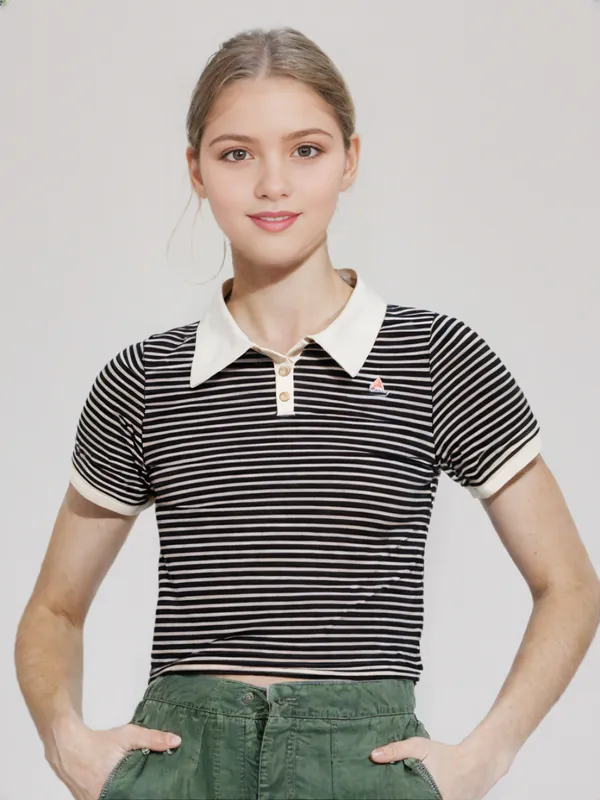 Women_S_Striped_Polo_T_Shirt_With_Bear_Embroidery_Black