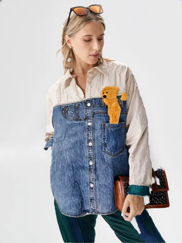 Women_S_Denim_Shirt_With_Teddy_Pocket_White