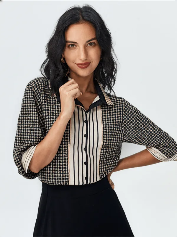 Women_S_Check_Shirt_Cream_Black