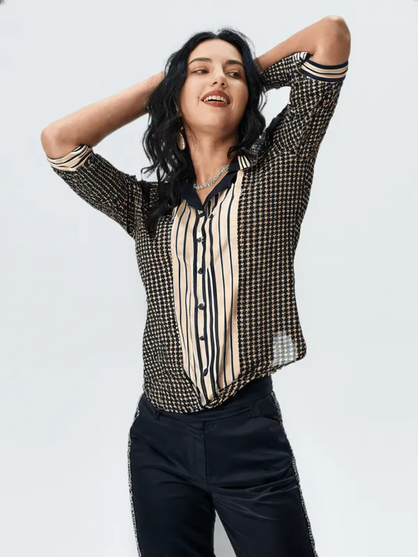 Women_S_Check_Shirt_Cream_Black