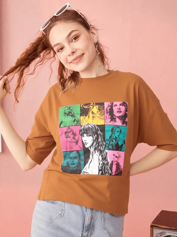 Women_S_Printed_T_Shirt_Brown
