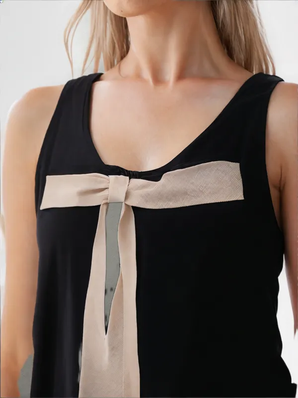 Women_S_Cute_Bow_Accent_Top_Sleeveless_Casual_Fit_Black