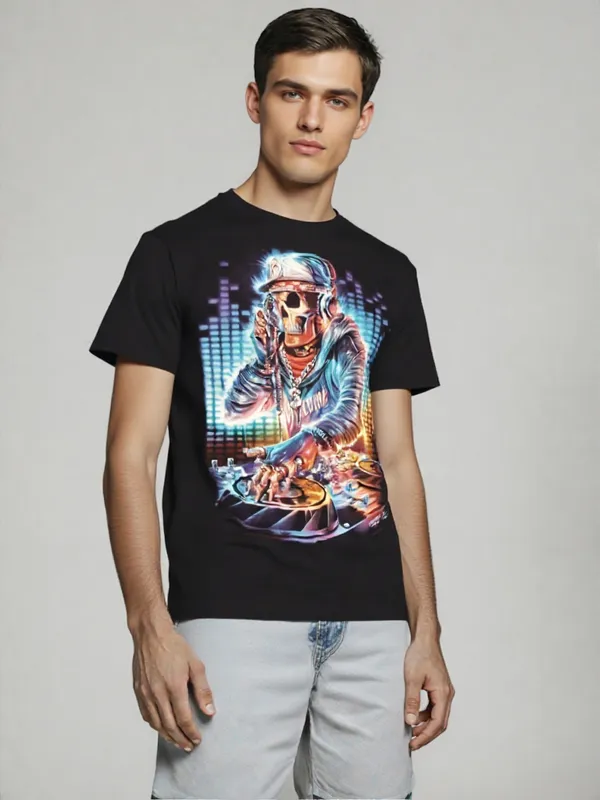 Men_Dj_From_The_Grave_Neon_Skull_Party_T_Shirt_Black