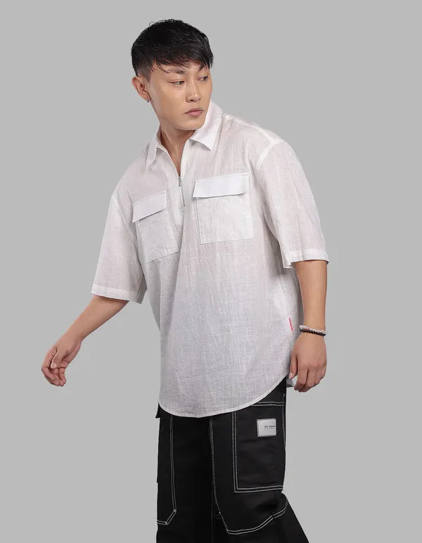 Rookies_White_100_Cotton_Half_Sleeve_Oversized_Solid_Shirt_White