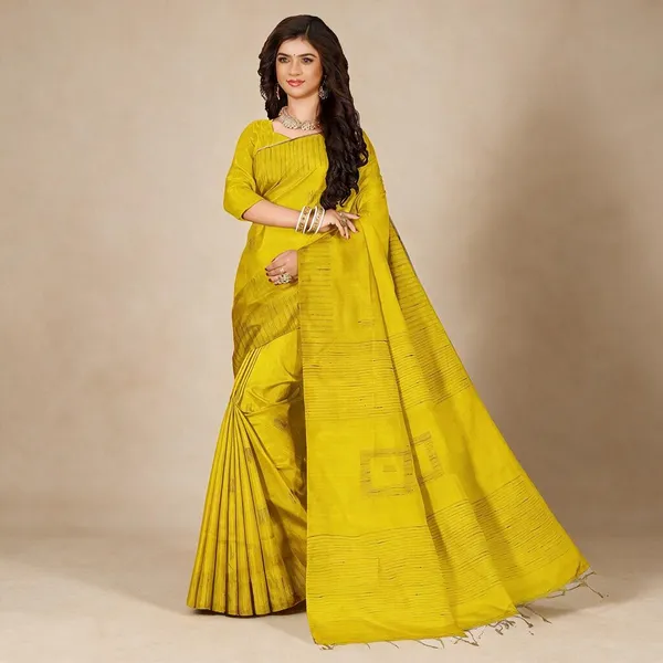 Yellow_Woven_Bollywood_Cotton_Silk_Saree