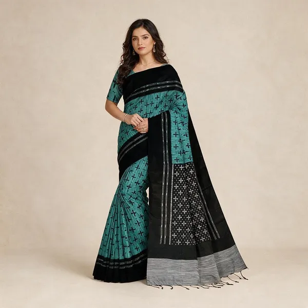 Sky_Blue_Sambalpuri_Ikat_Cotton_Saree