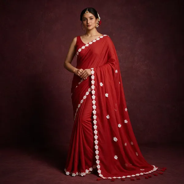 Red_Cotton_Lace_Border_Design_Saree