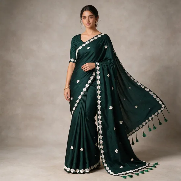 Dark_Green_Cotton_Lace_Border_Design_Saree