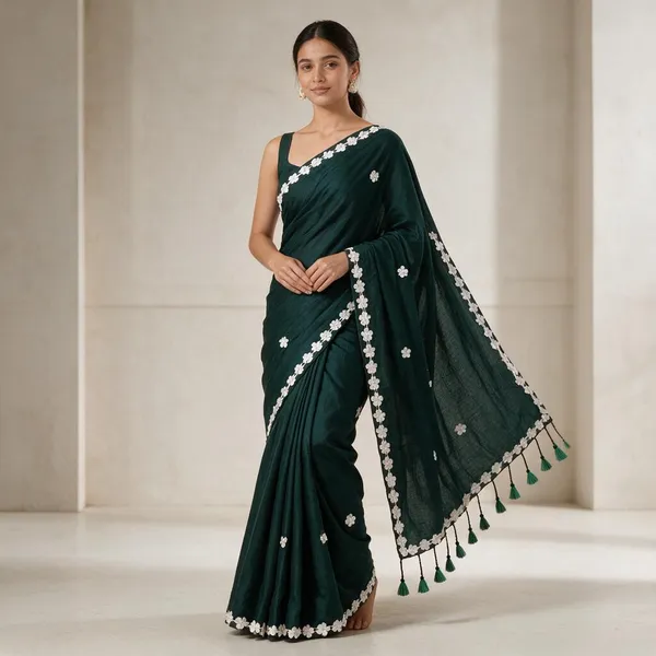 Dark_Green_Cotton_Lace_Border_Design_Saree