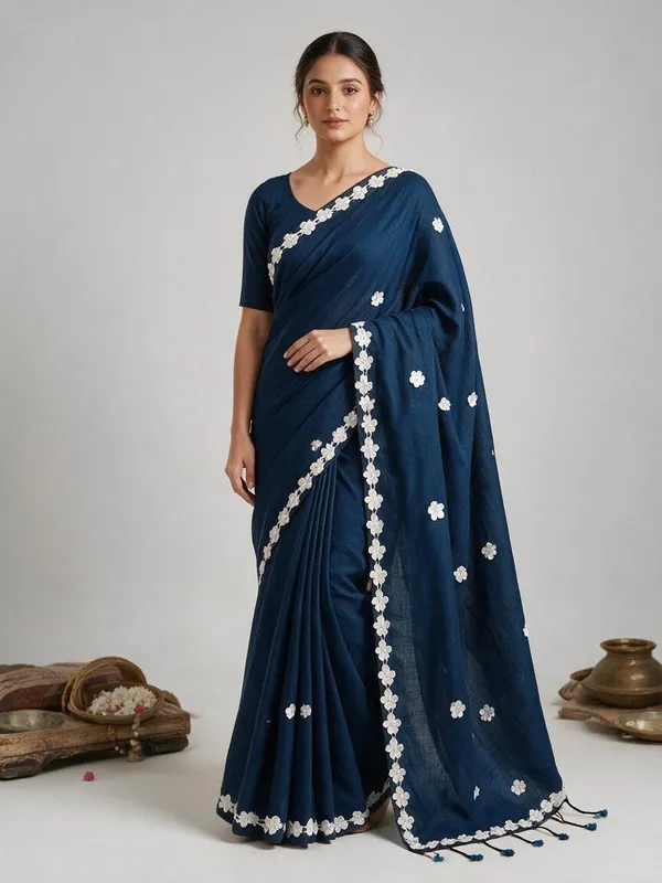 Dark_Blue_Cotton_Lace_Border_Design_Saree
