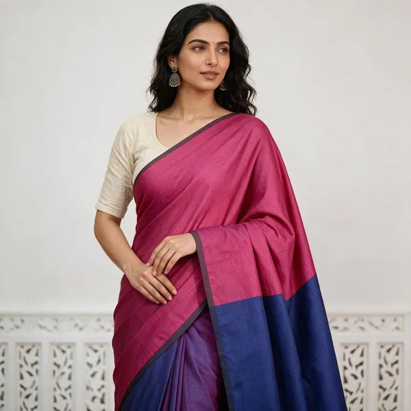 Pink_Plain_Soft_Cotton_Silk_Saree
