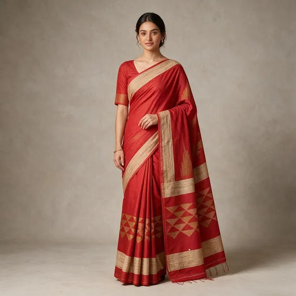 Red_Cotton_Silk_Handloom_Saree