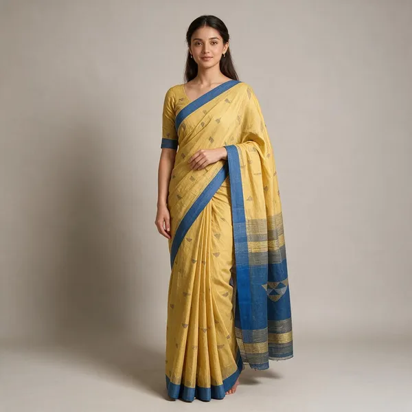 Yellow_Temple_Border_Cotton_Silk_Handloom_Saree