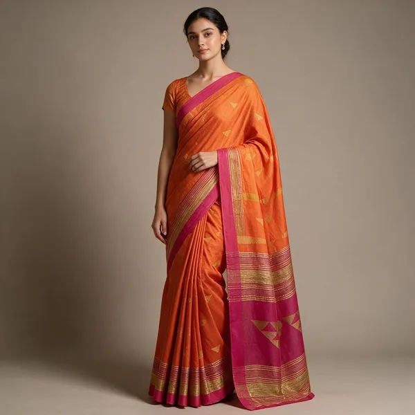 Orange_Temple_Border_Cotton_Silk_Handloom_Saree