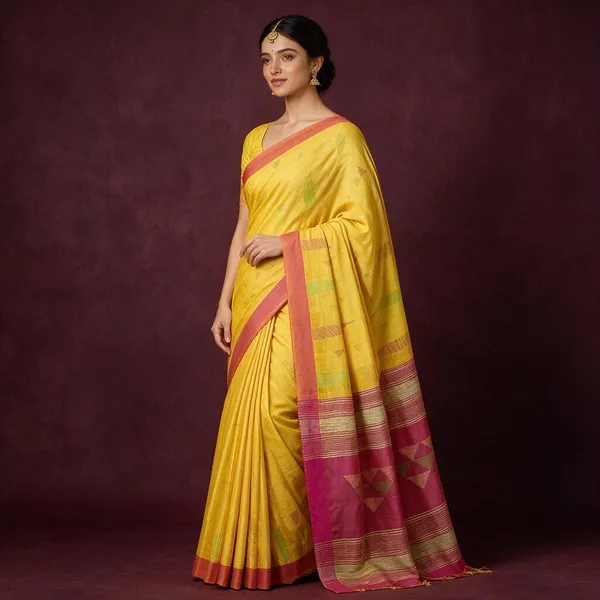 Yellow_Temple_Border_Cotton_Silk_Handloom_Saree