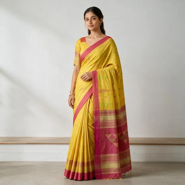 Yellow_Temple_Border_Cotton_Silk_Handloom_Saree