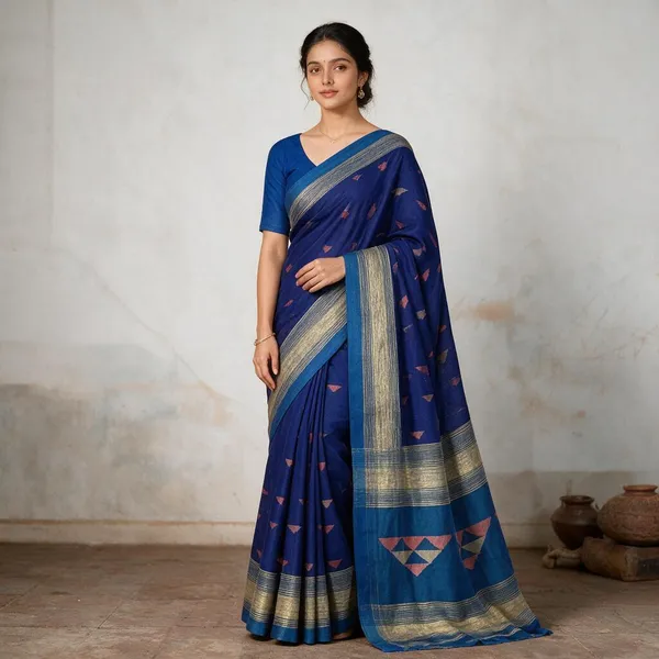 Royal_Blue_Temple_Border_Cotton_Silk_Handloom_Saree
