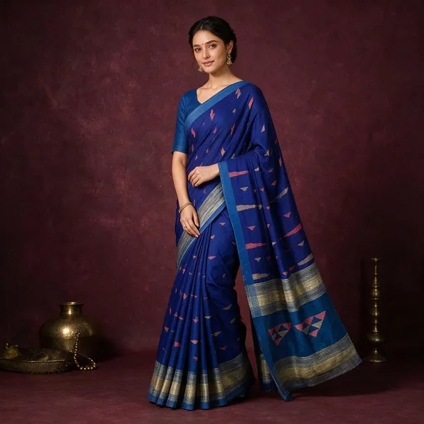 Royal_Blue_Temple_Border_Cotton_Silk_Handloom_Saree