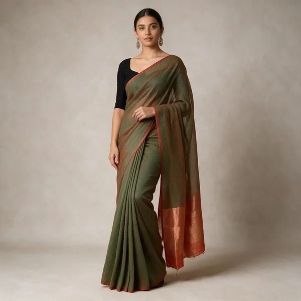 Multicolor_Cotton_Handloom_Pallu_Zari_Work_Saree_With_Blouse_Piece