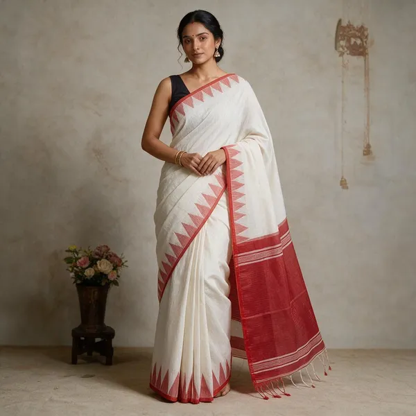White_Cotton_Silk_Temple_Border_Woven_Handloom_Saree